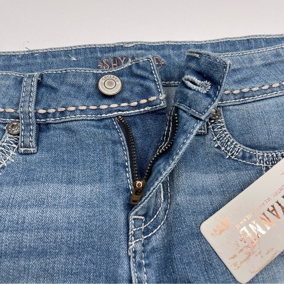 Shyanne Denim Shorts Cowgirl Rodeo Festival Western Jeweled Summer Raw Hem New - Picture 4 of 14